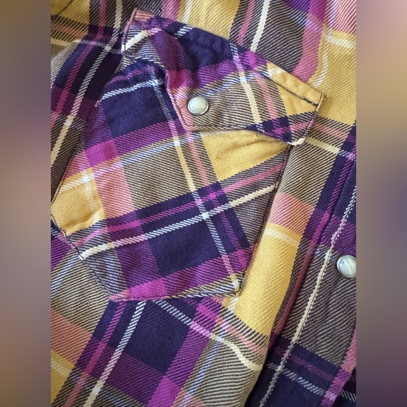 Levi's Women's Plaid Button Down Shirt - Purple, Yellow, Brown size L - Picture 7 of 10